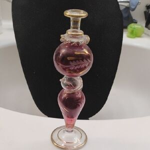 Purple Glass Decorative Perfume Bottle with Gold Trim